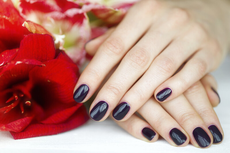Hands with Dark Nail Polish