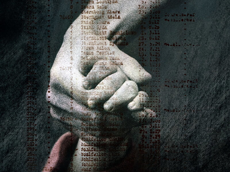 hands with data overlay
