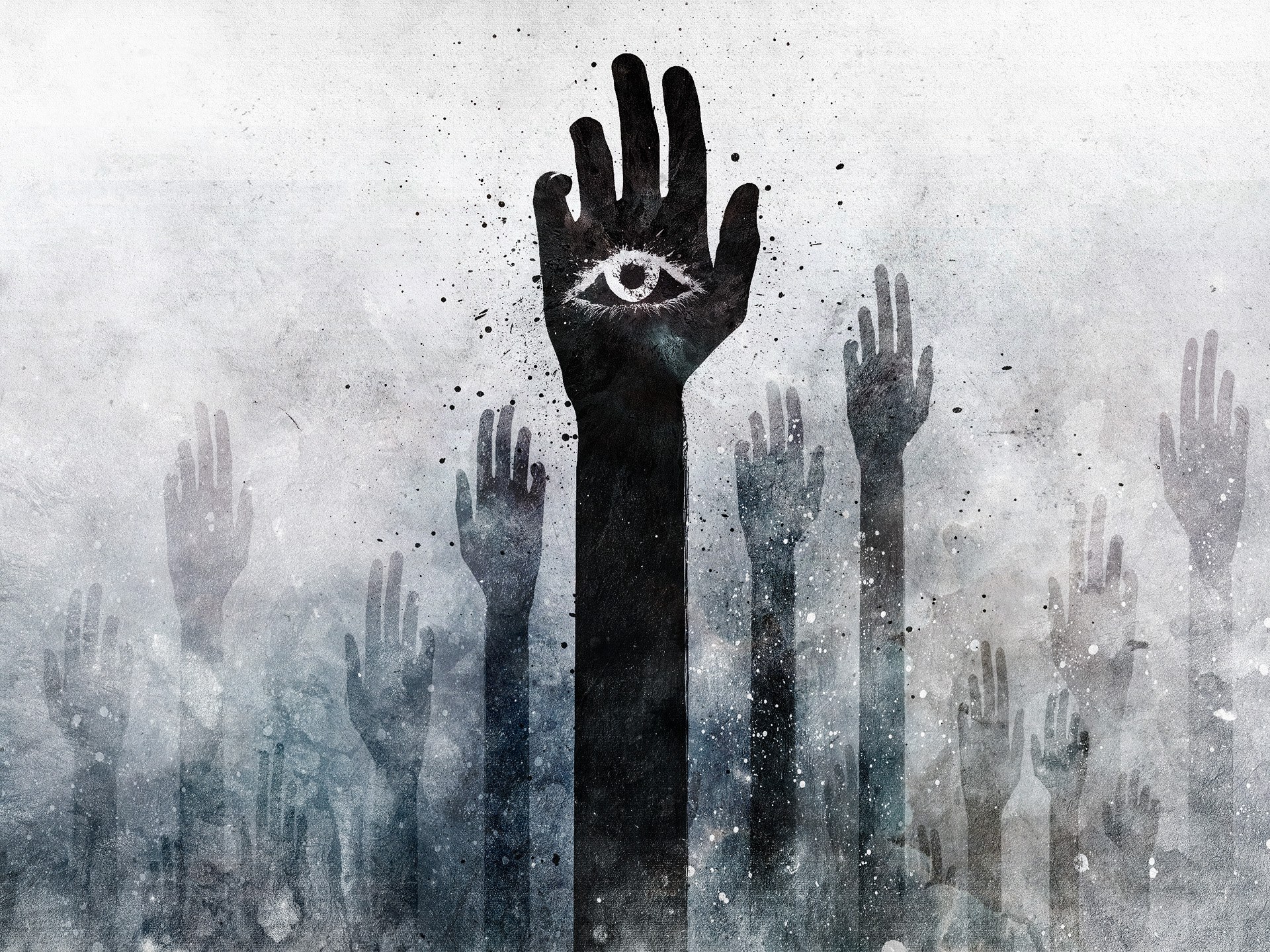 Hands with eye symbol