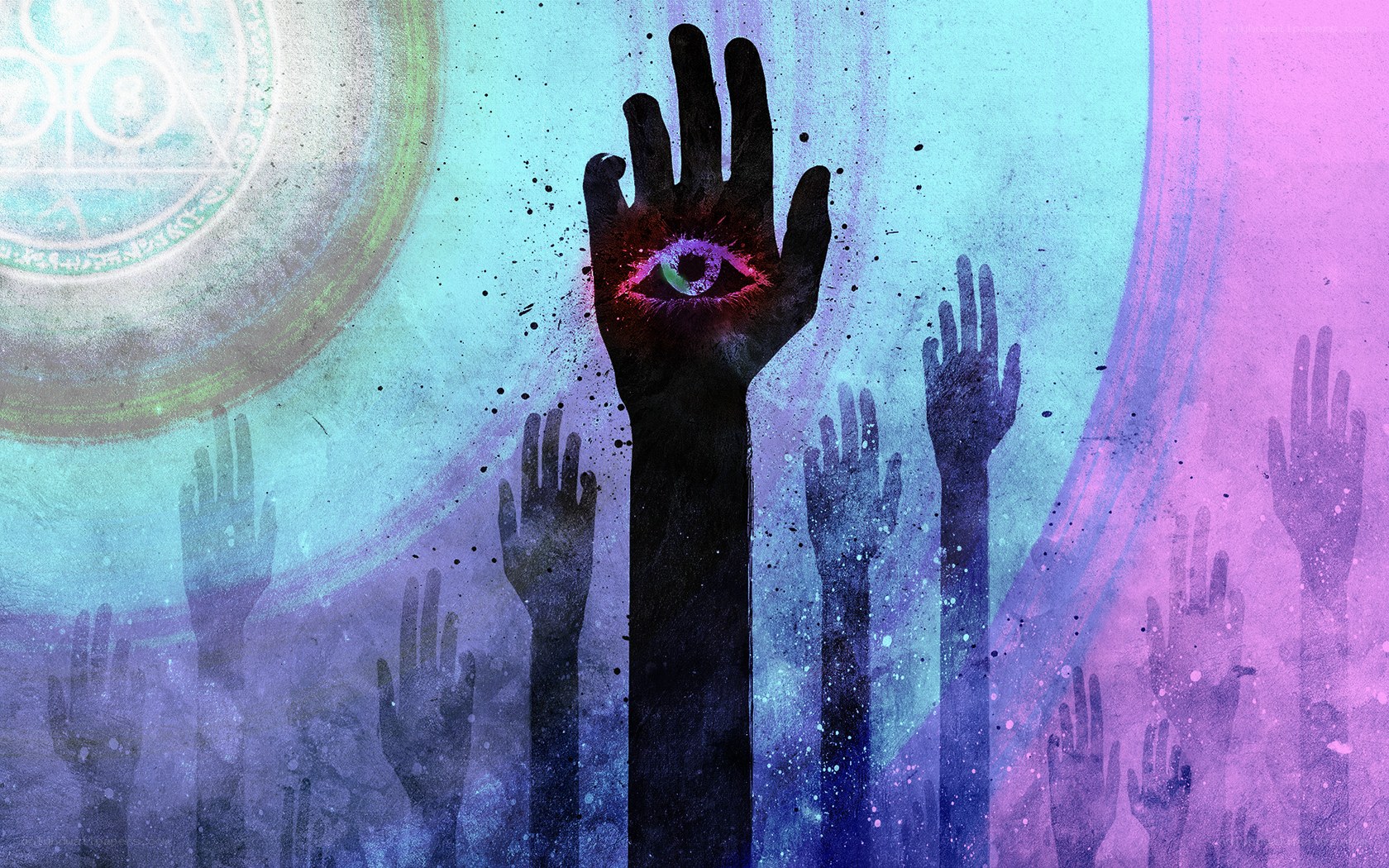 hands with eye symbol
