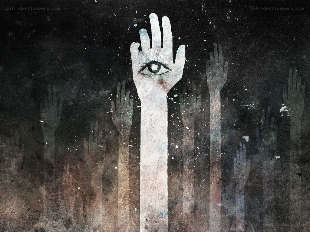 Hands with eye symbol