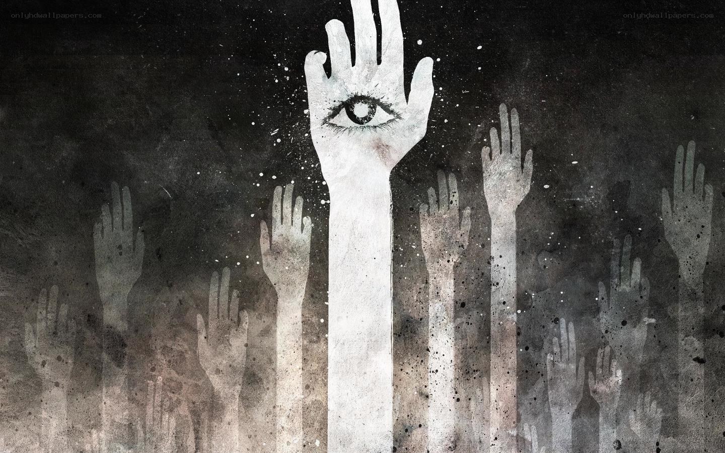 Hands with eye symbol