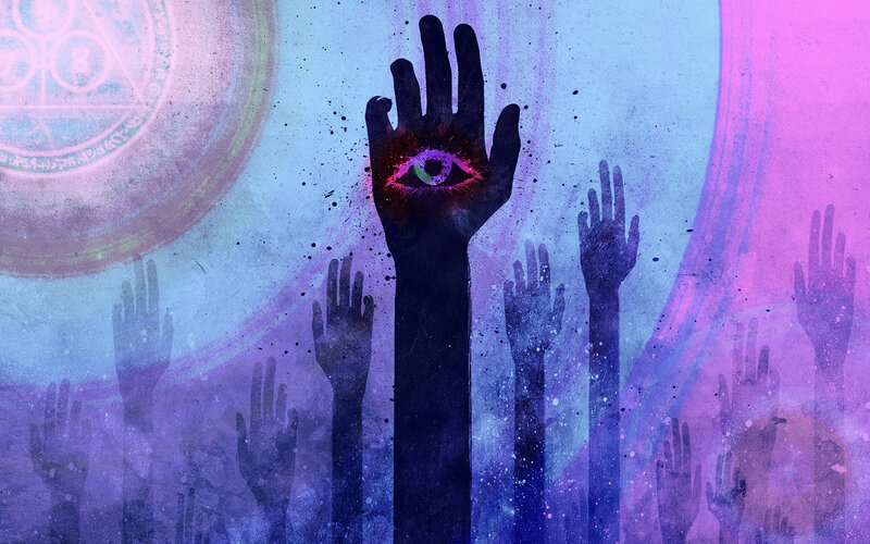 Hands with eye symbol