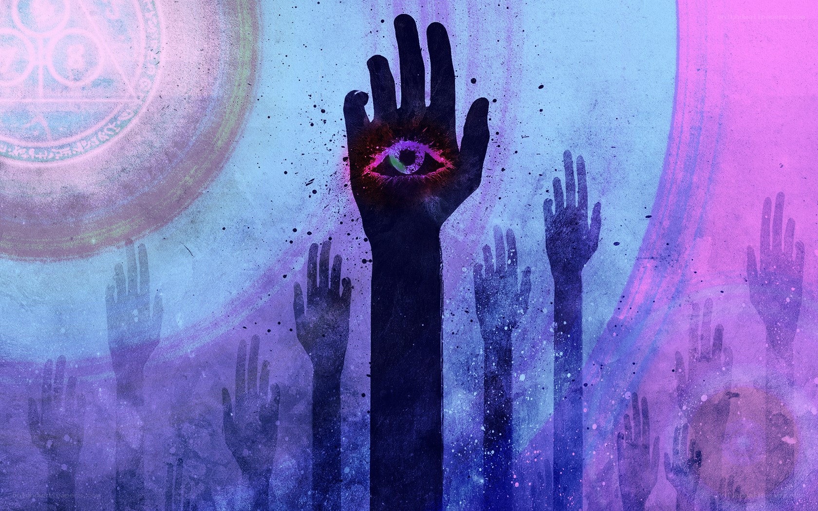 Hands with eye symbol