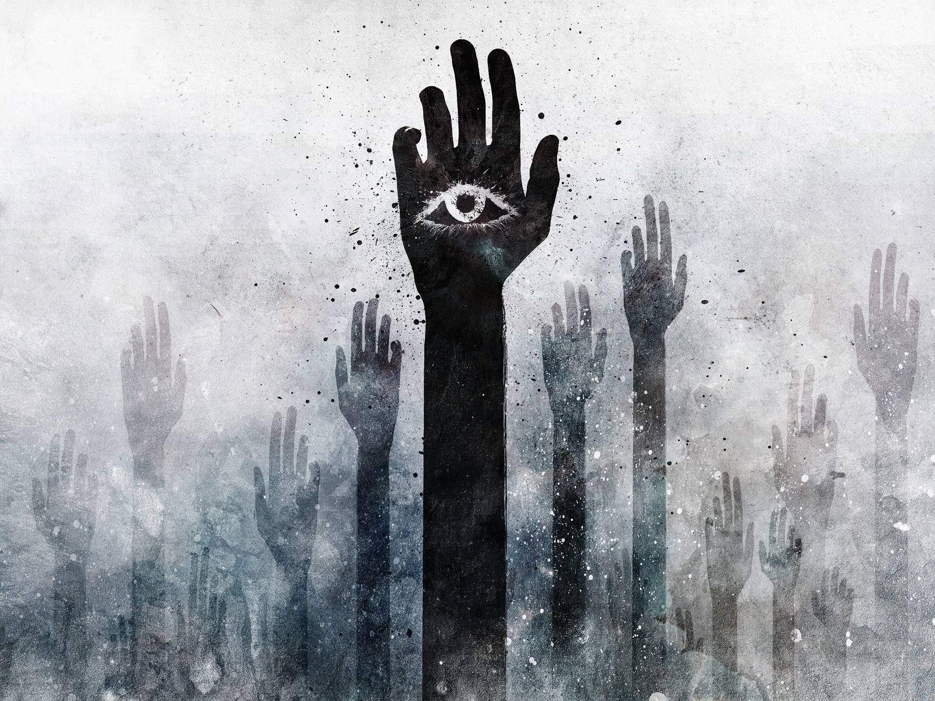 Hands with eye symbol