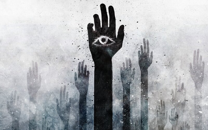 Hands with Eye Symbol — Black, Dramatic