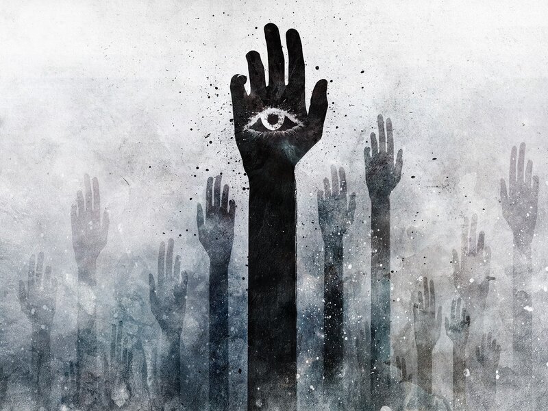 Hands with Eye Symbol — Black