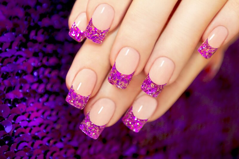 Hands with Glitter Nails
