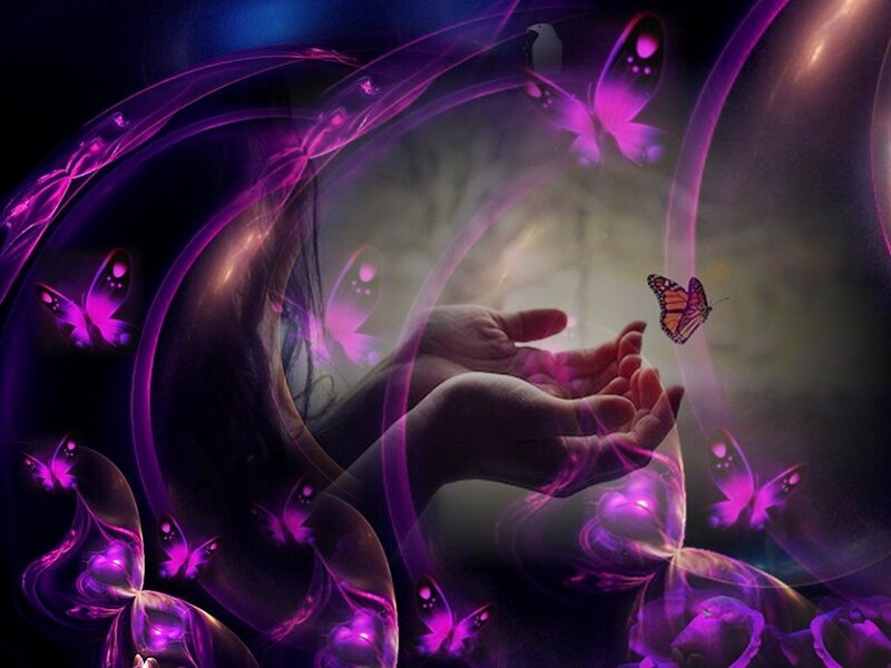Hands with Glowing Butterflies