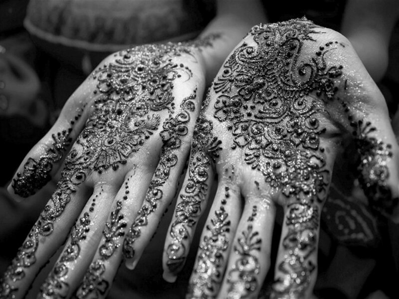 Hands with Henna Designs — Black, Detailed