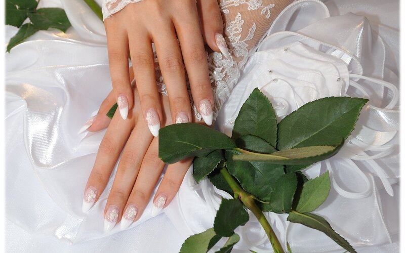 Hands with Manicured Nails — White