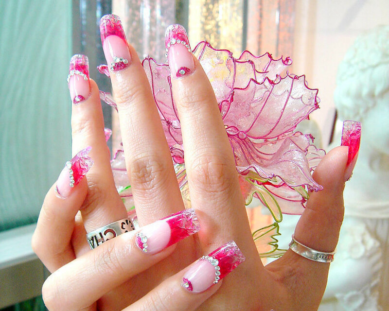 Hands with Nail Art — Pink, Decorative