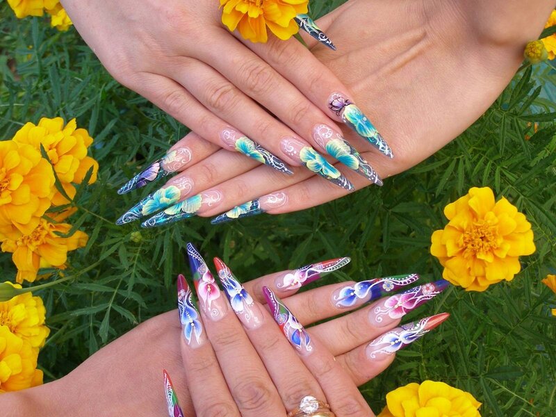 Hands with Nail Art — Yellow