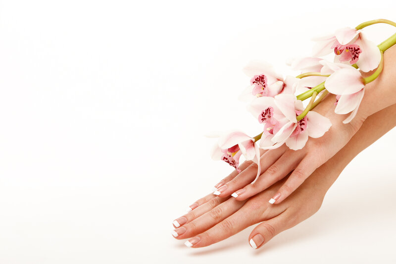 Hands with Orchid Flowers