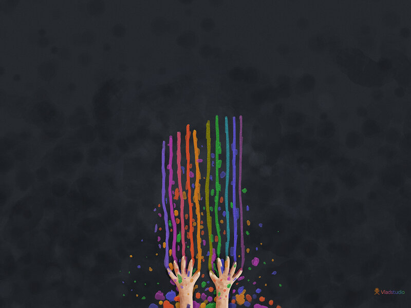 Hands with Paint Streaks