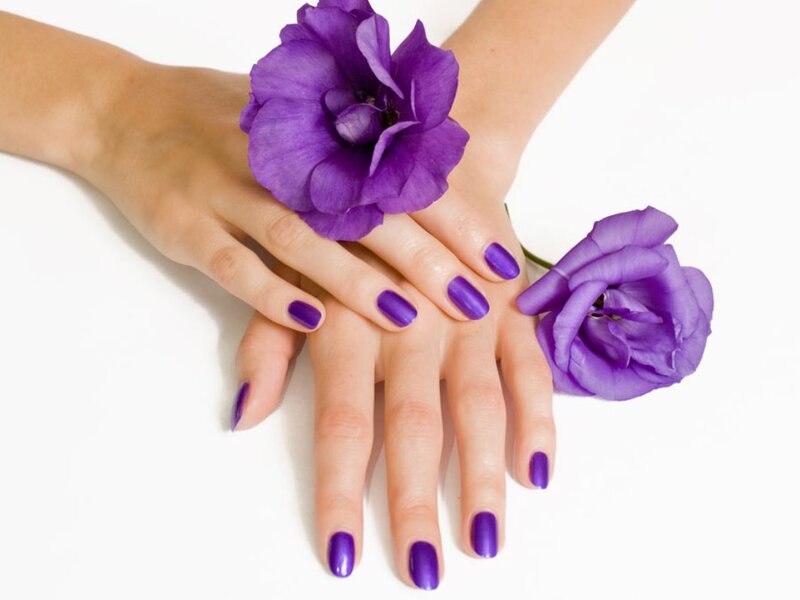 Hands with Purple Nails