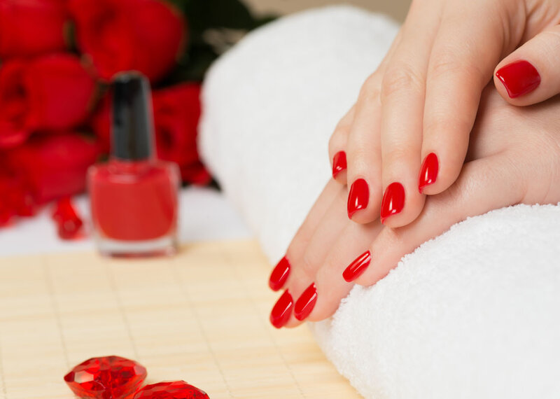 Hands with Red Nail Polish — Calm