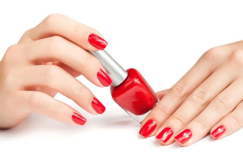 Hands with Red Nail Polish — Clean