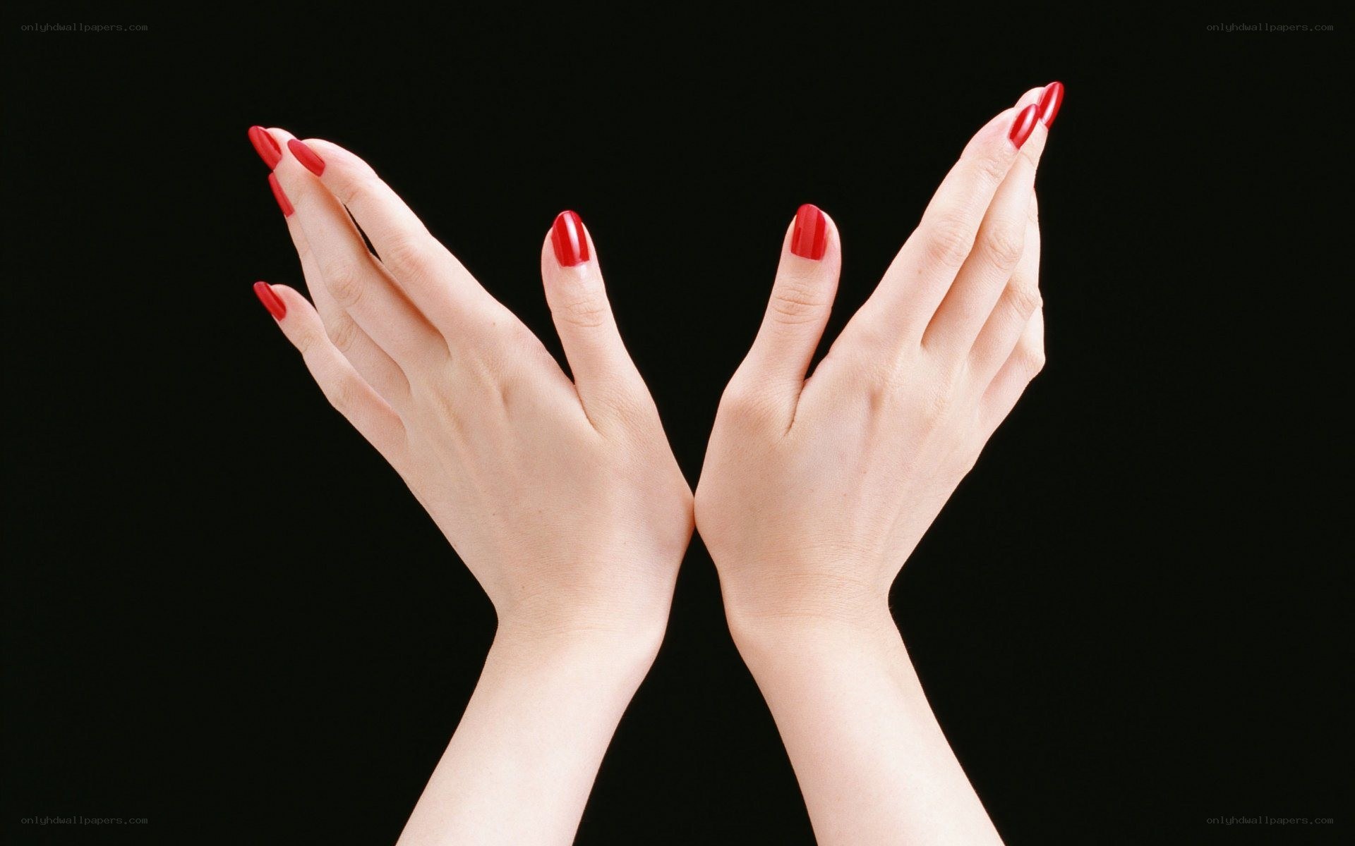 hands with red nail polish