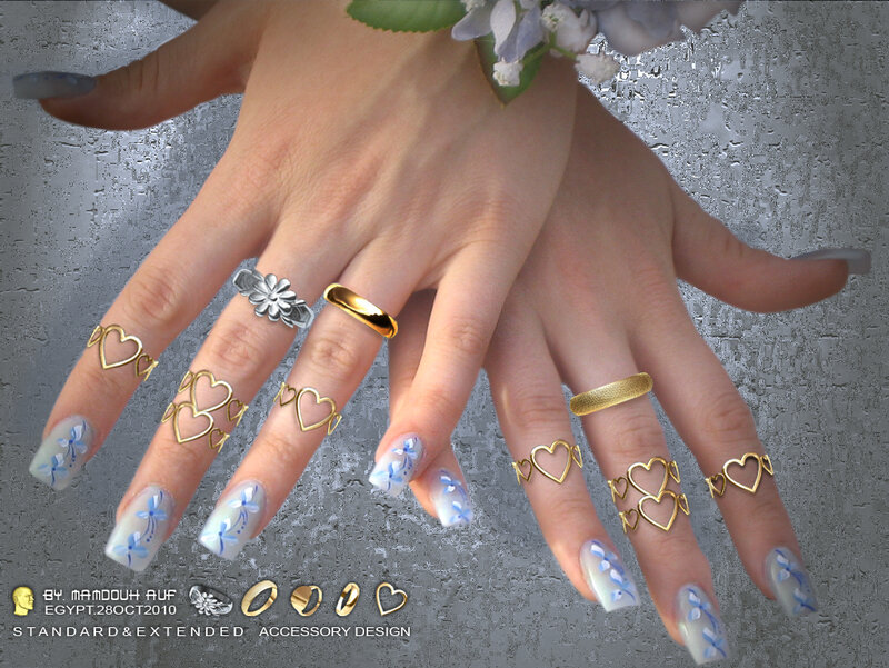 Hands with Rings and Nail Art