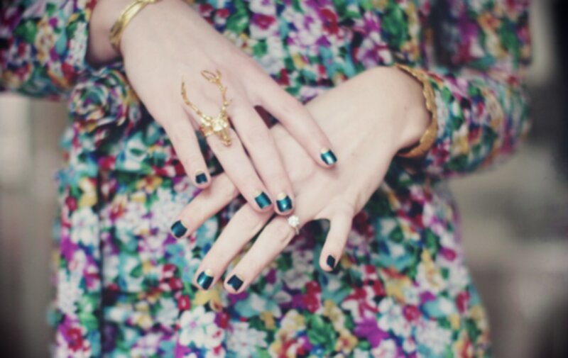 Hands with Rings and Nail Polish