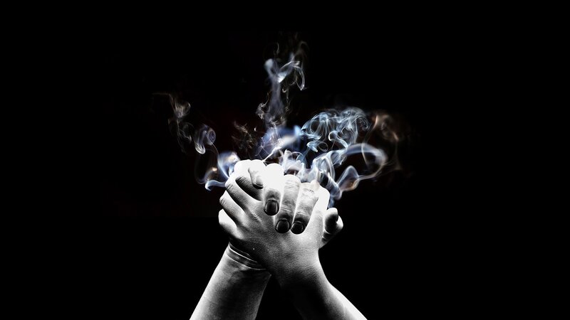Hands with Smoke — Black, Dramatic, Photograph