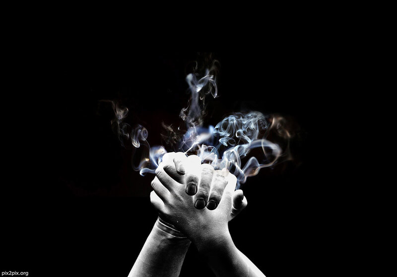 hands with smoke effect