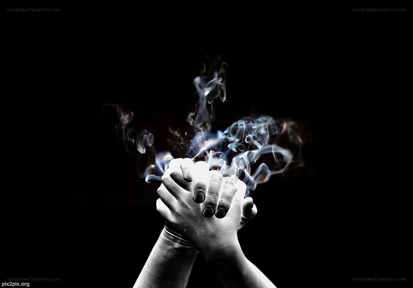 hands with smoke effect