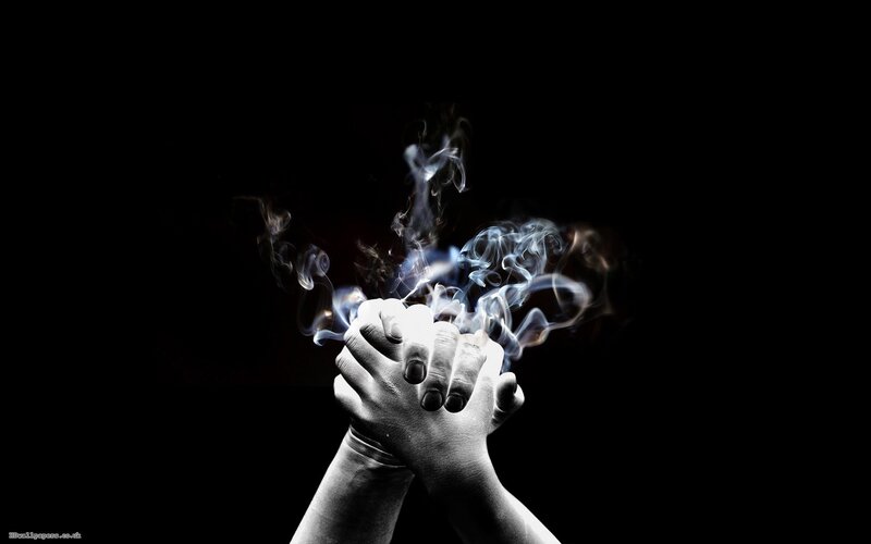 Hands with Smoke — Photograph