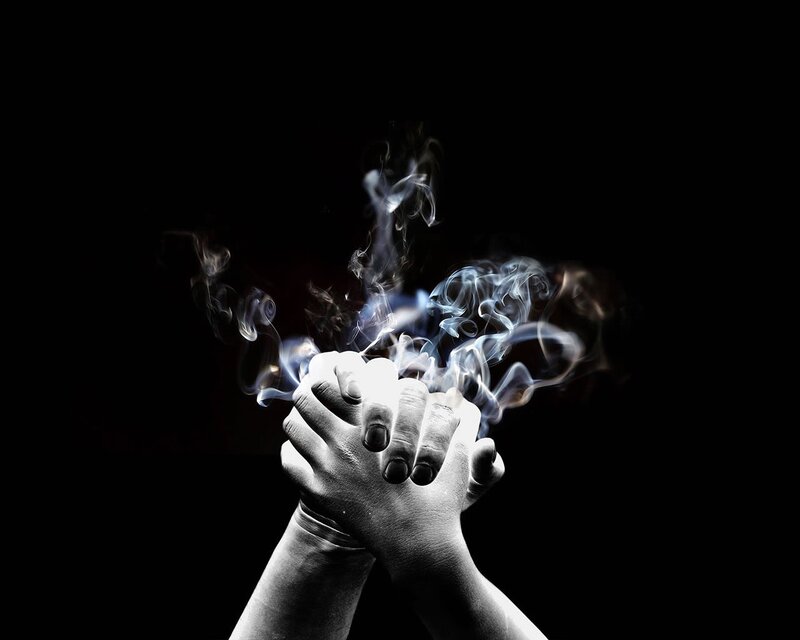 Hands with Smoke — White