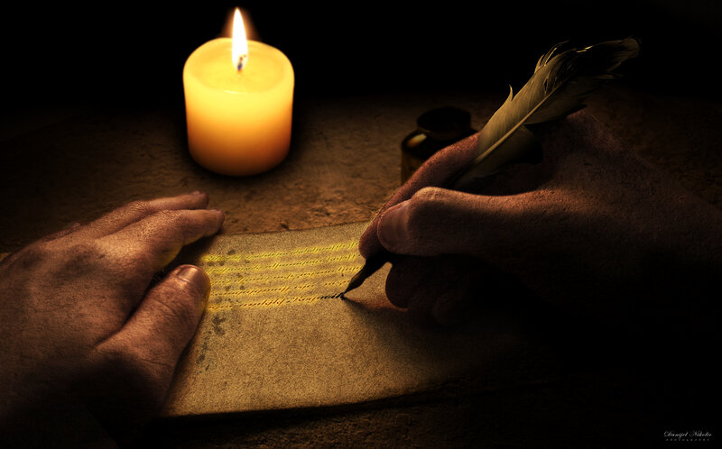 Hands Writing with Quill