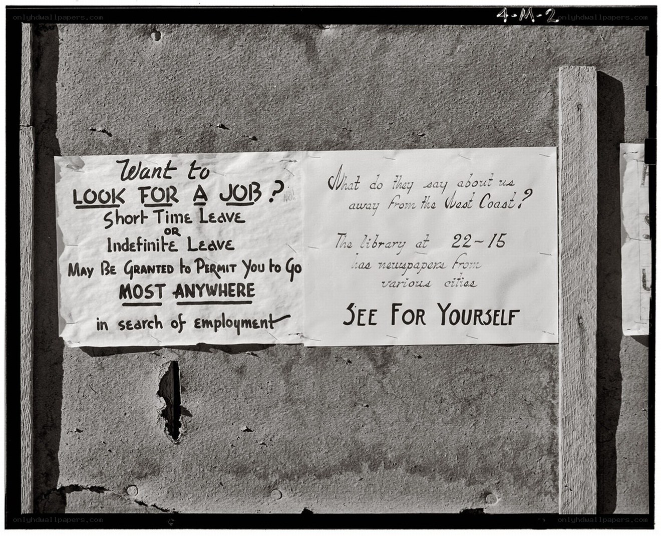 Handwritten job search notice