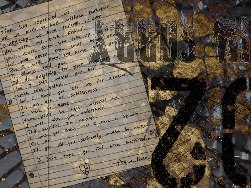 Handwritten letter on textured background