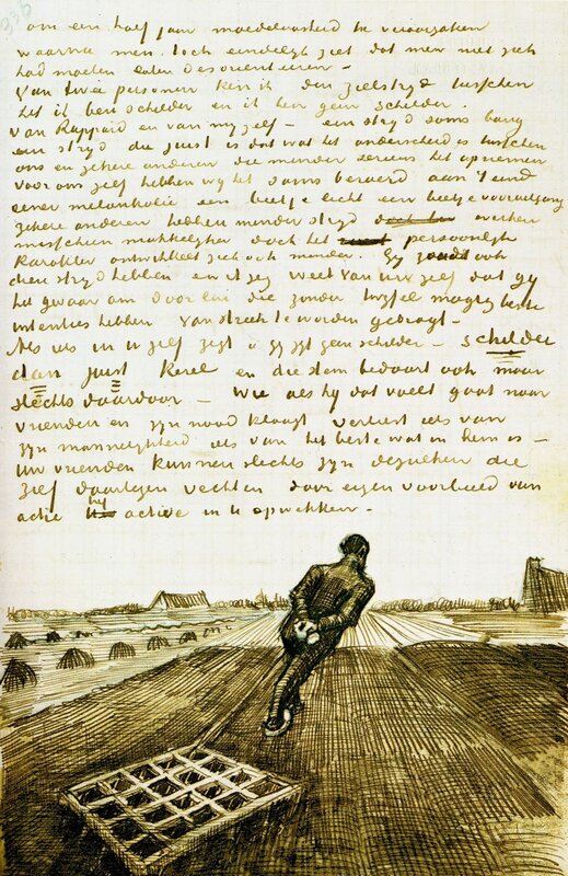 Handwritten letter with drawing