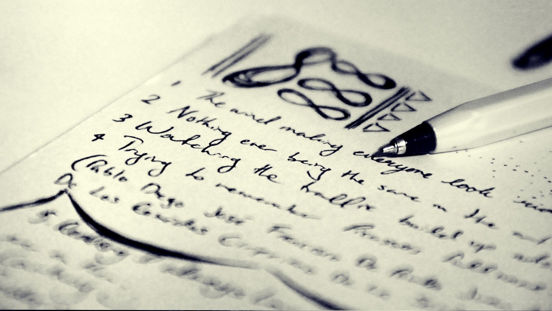 Handwritten list on paper