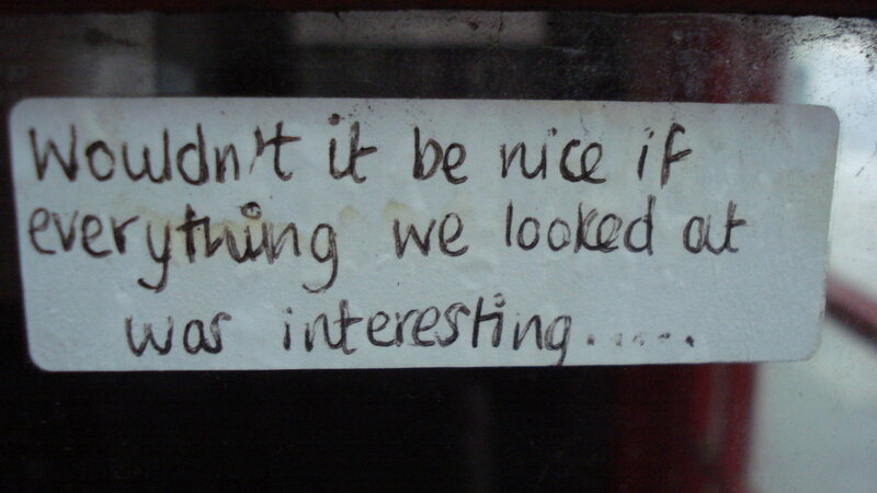 handwritten note on glass