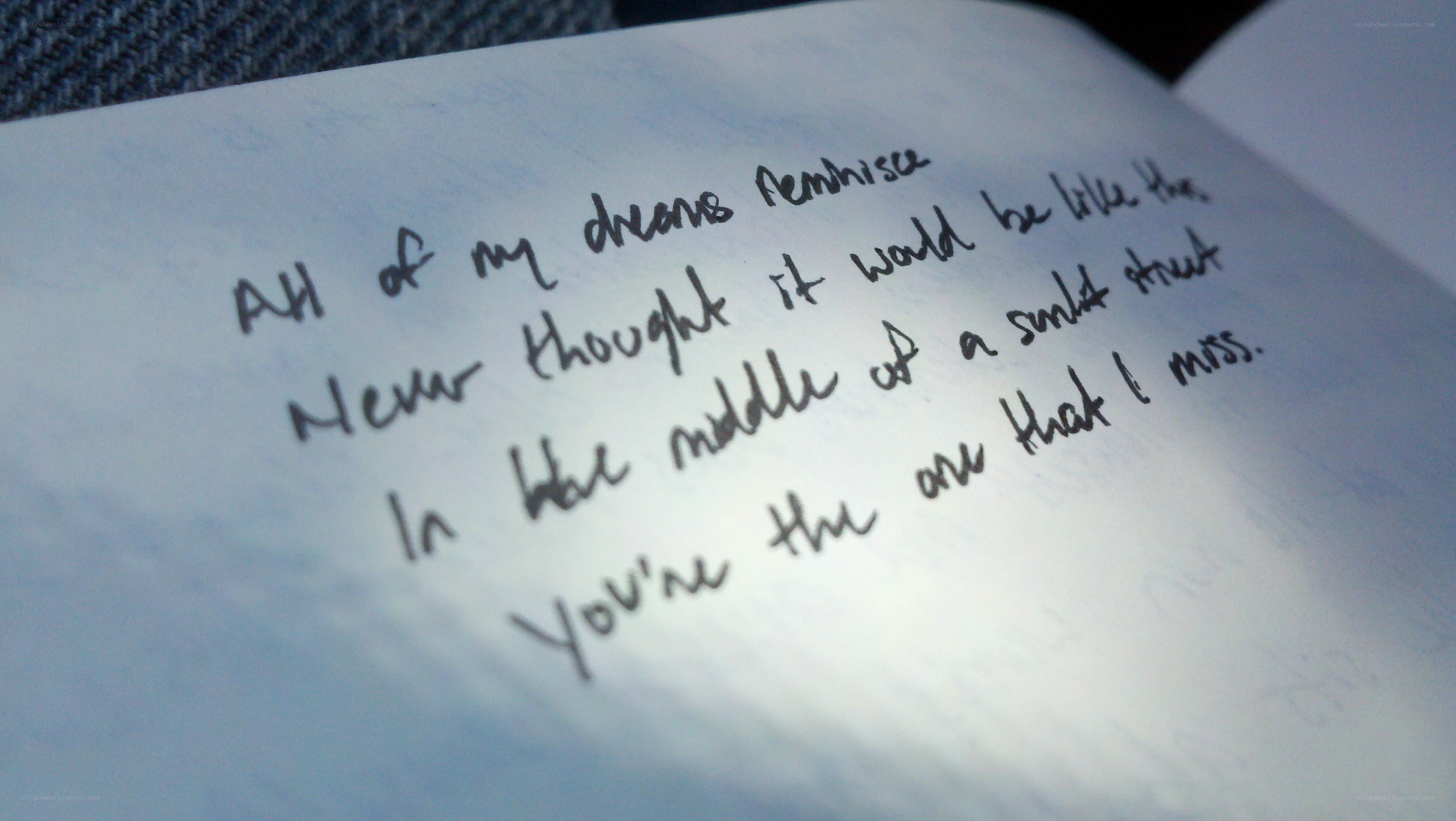 handwritten poem on paper