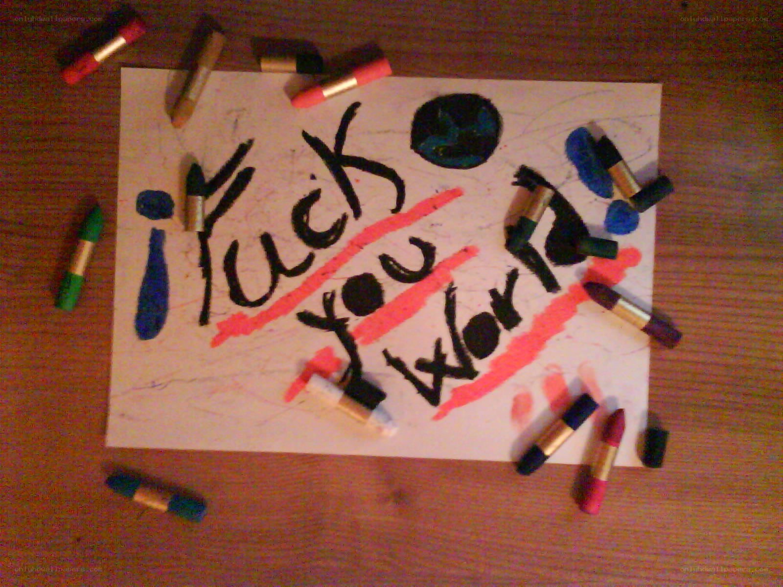handwritten sign with lipstick