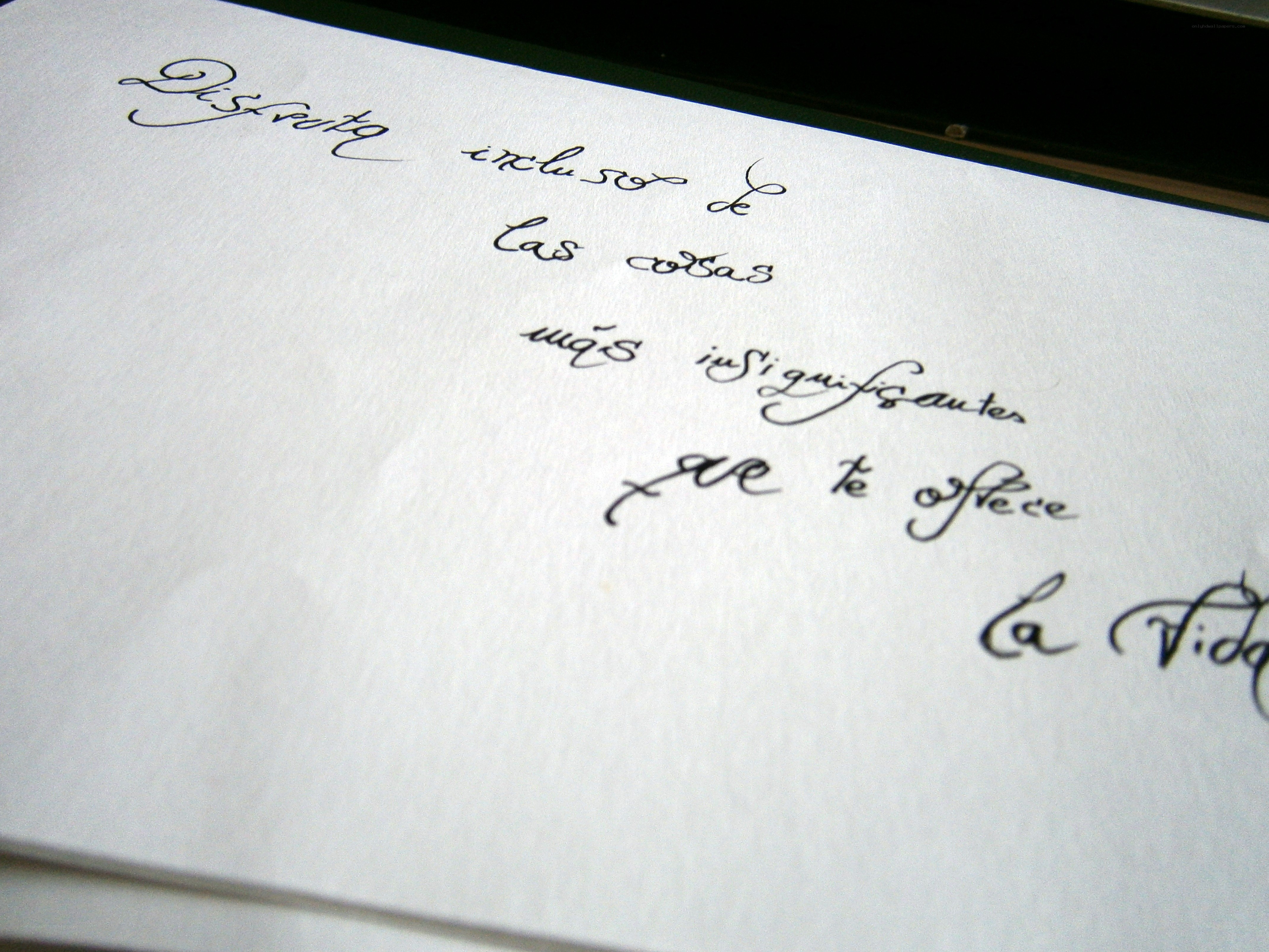 Handwritten Spanish quote