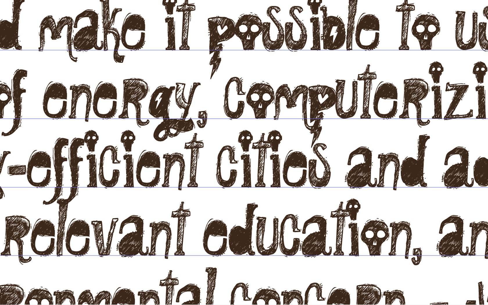 handwritten text with skulls