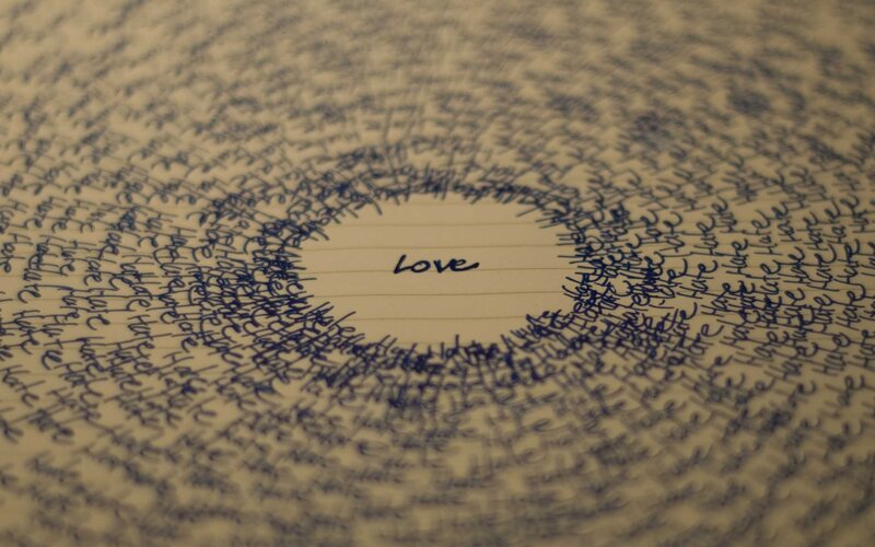 Handwritten Word Love — Blue, Calm