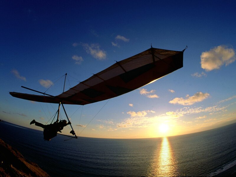 Hang Glider in Flight — Blue