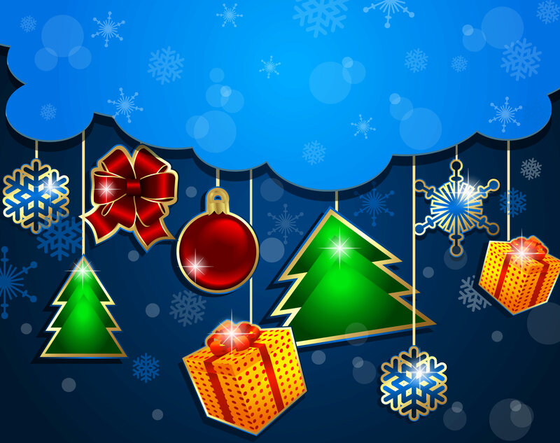 Hanging Christmas Ornaments — Blue, Festive