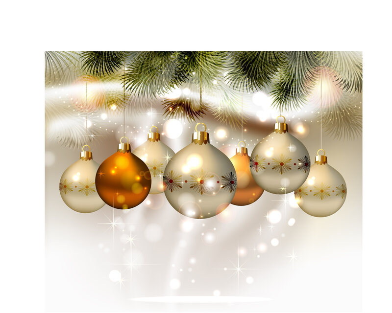 Hanging Christmas Ornaments — Gold, Festive
