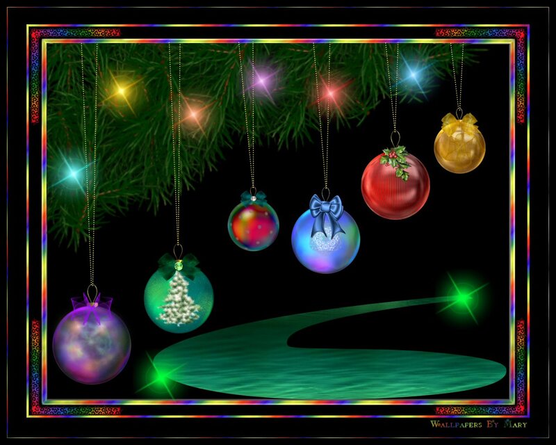Hanging Christmas Ornaments — Green, Festive, Night