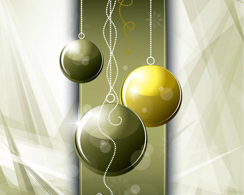 Hanging Christmas Ornaments — Green, Festive, Vector Art