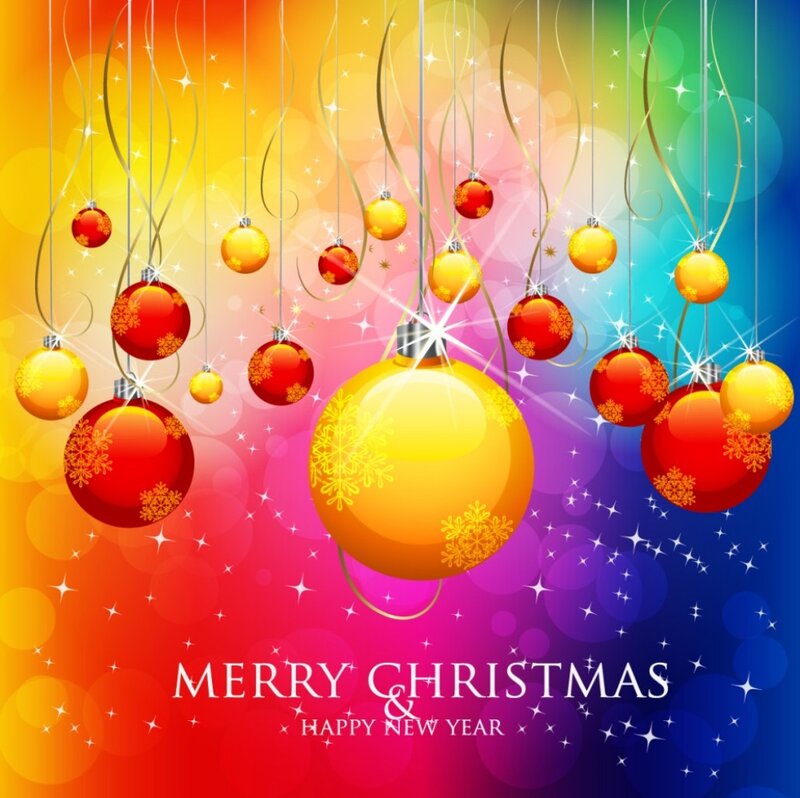 Hanging Christmas Ornaments — Red, Festive, Winter, Digital Art, Snowflakes