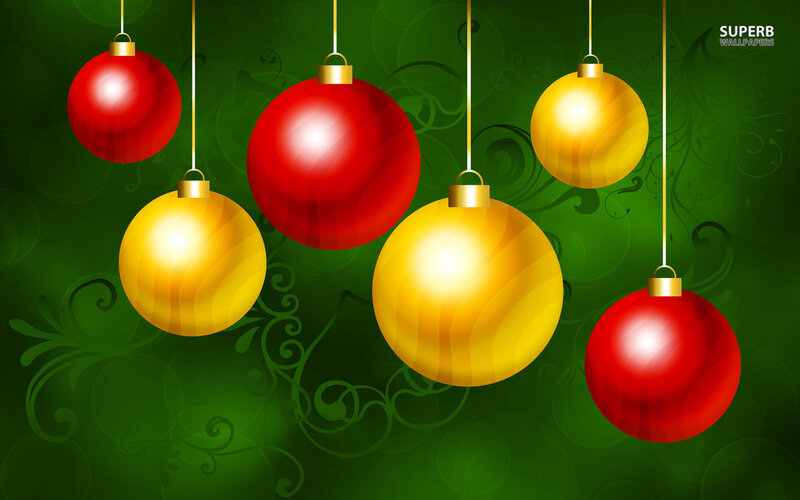 Hanging Christmas Ornaments — Red, Festive, Winter, Digital Art, Strings