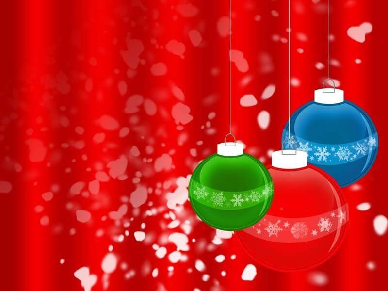 Hanging Christmas Ornaments — Red, Festive, Winter, Vector Art, Snowflakes, Curtain