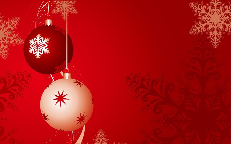 Hanging Christmas Ornaments — Red, Festive, Winter, Vector Art, Snowflakes